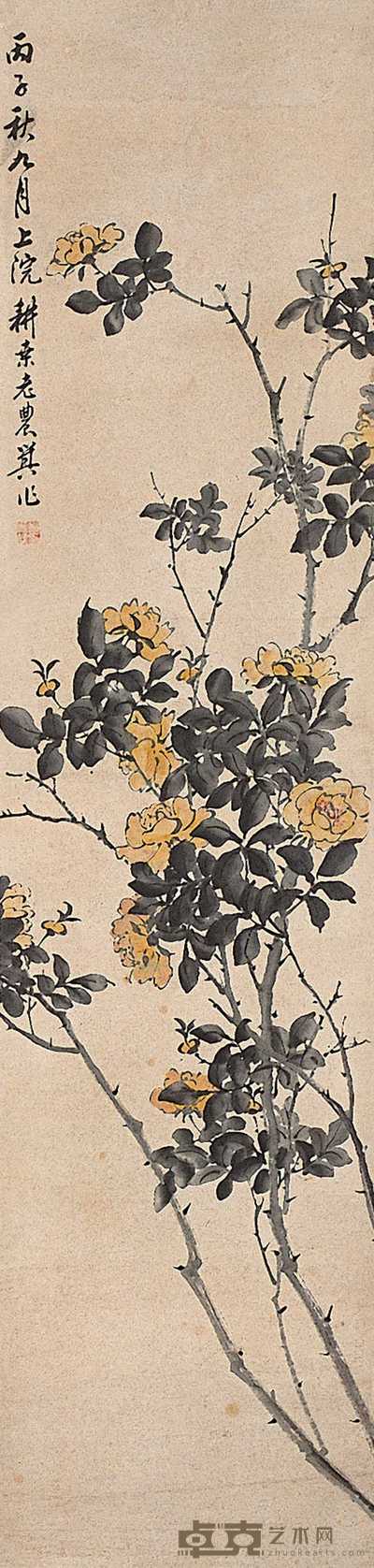郑应箕 花卉 立轴 135×32cm
